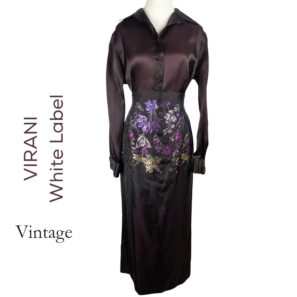 Virani White Label Vintage Skirt with Floral Embroidery And Sheer Blouse